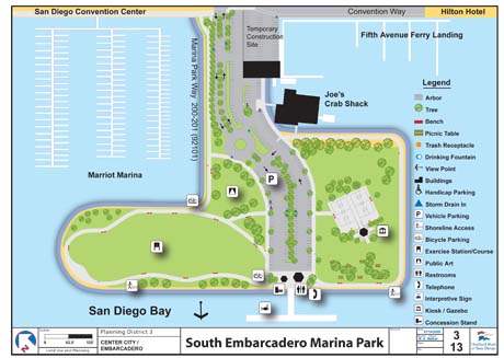 Seaport Village and Embarcadero Marine Park and Marina with the