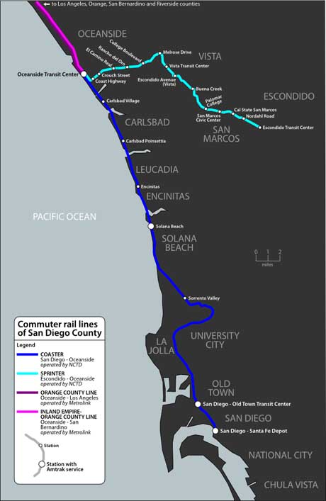 San Diego Coaster Train Map